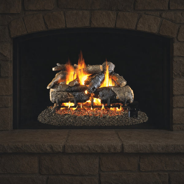 30" Charred American Oak Vented Gas Log Set | Real Fyre