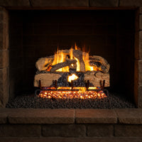 30" Charred Evergreen Split Oak Vented Gas Log Set | Real Fyre