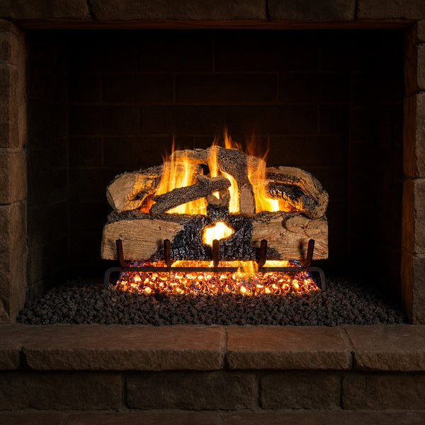 30" Charred Evergreen Split Oak Vented Gas Log Set | Real Fyre