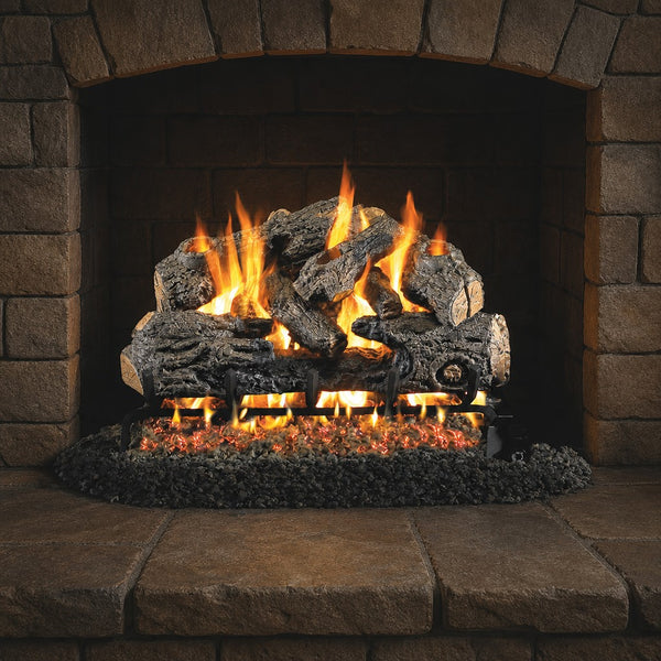 30" Charred Northern Oak Vented Gas Log Set | Real Fyre
