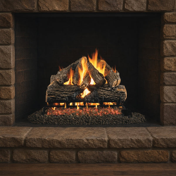 30" Charred Oak ANSI Vented Gas Log Set | Real Fyre