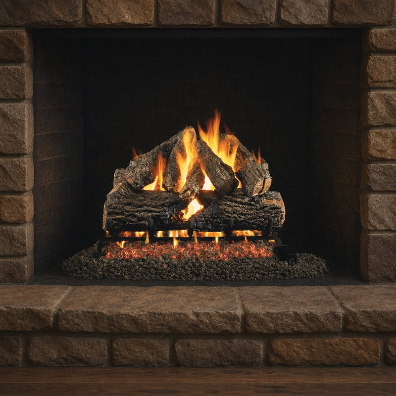 30" Charred Oak ANSI Vented Gas Log Set | Real Fyre