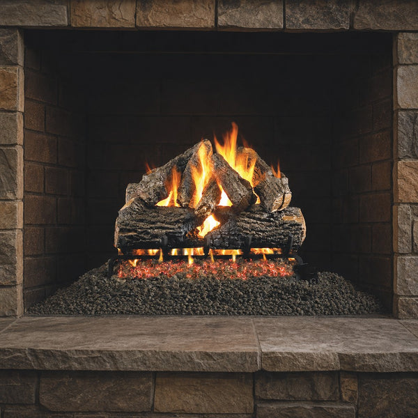 30" Charred Oak Vented Gas Log Set | Real Fyre