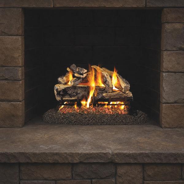 30" Charred Rugged Split Oak Vented Gas Log Set | Real Fyre