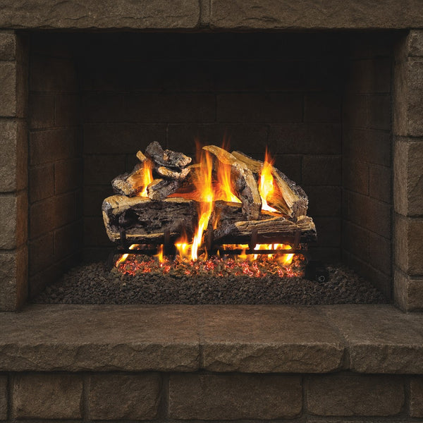 30" Charred Rugged Split Oak Vented Gas Log Set | Real Fyre