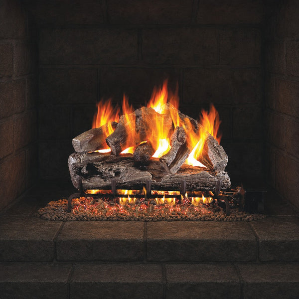 30" Rugged Oak Vented Gas Log Set | Real Fyre