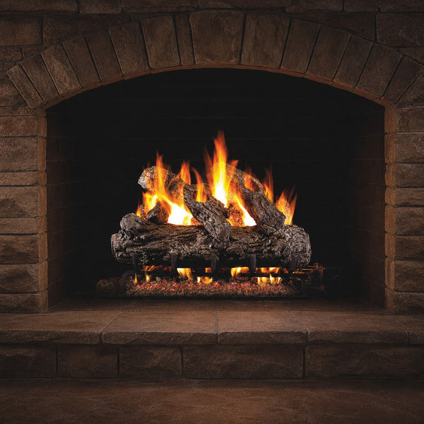 30" Rustic Oak ANSI Vented Gas Log Set | Real Fyre