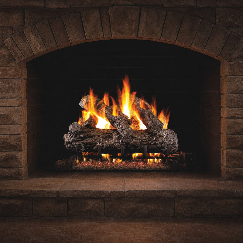 30" Rustic Oak ANSI Vented Gas Log Set | Real Fyre