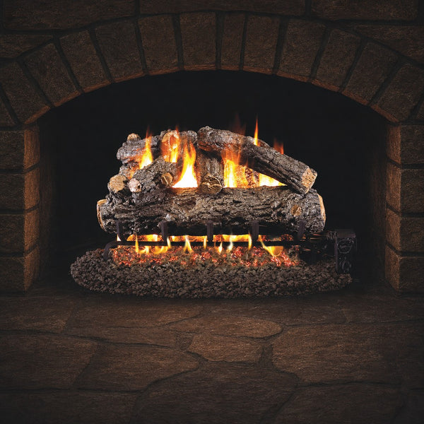 30" Rustic Oak Designer ANSI Vented Gas Log Set | Real Fyre