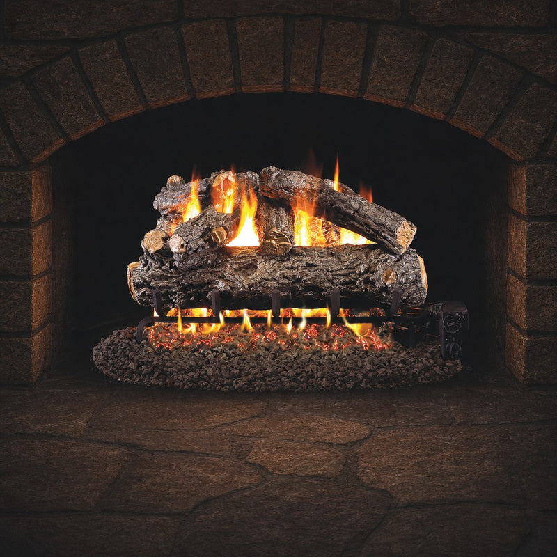 30" Rustic Oak Designer ANSI Vented Gas Log Set | Real Fyre
