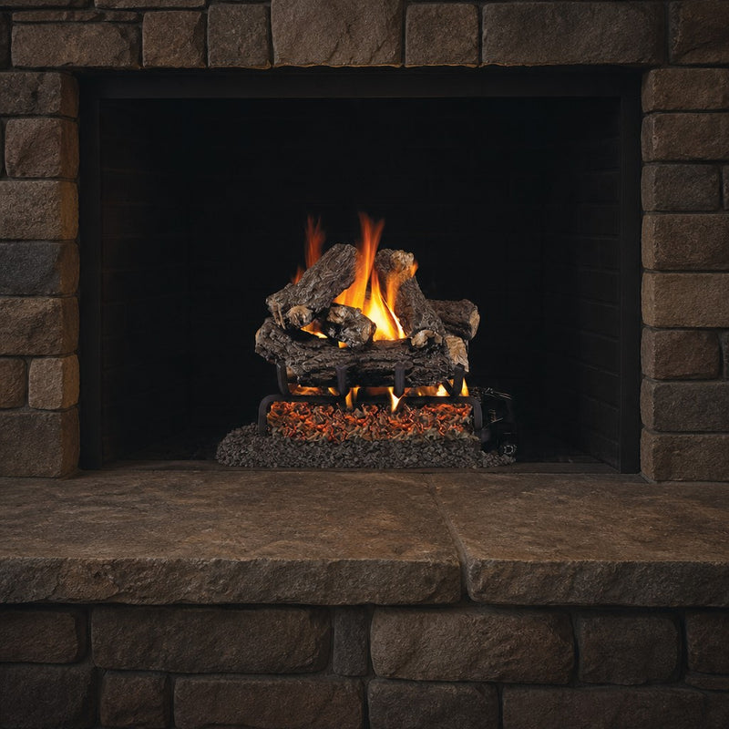 30" Rustic Oak Designer ANSI Vented Gas Log Set | Real Fyre