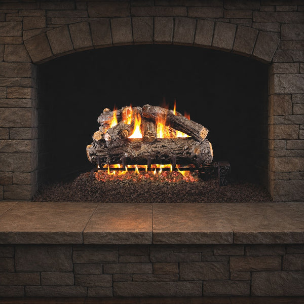 30" Rustic Oak Designer Vented Gas Log Set | Real Fyre