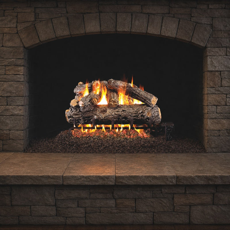 30" Rustic Oak Designer Vented Gas Log Set | Real Fyre