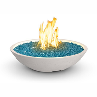 32″ Marseille Fire Bowl white aspen glass fiber reinforced concrete with stainless steel star burner outdoors
