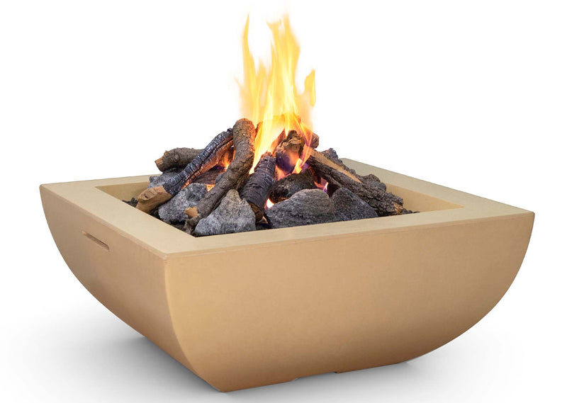36″ Bordeaux Square Fire Bowl with stainless steel star burner and refractory cement design
