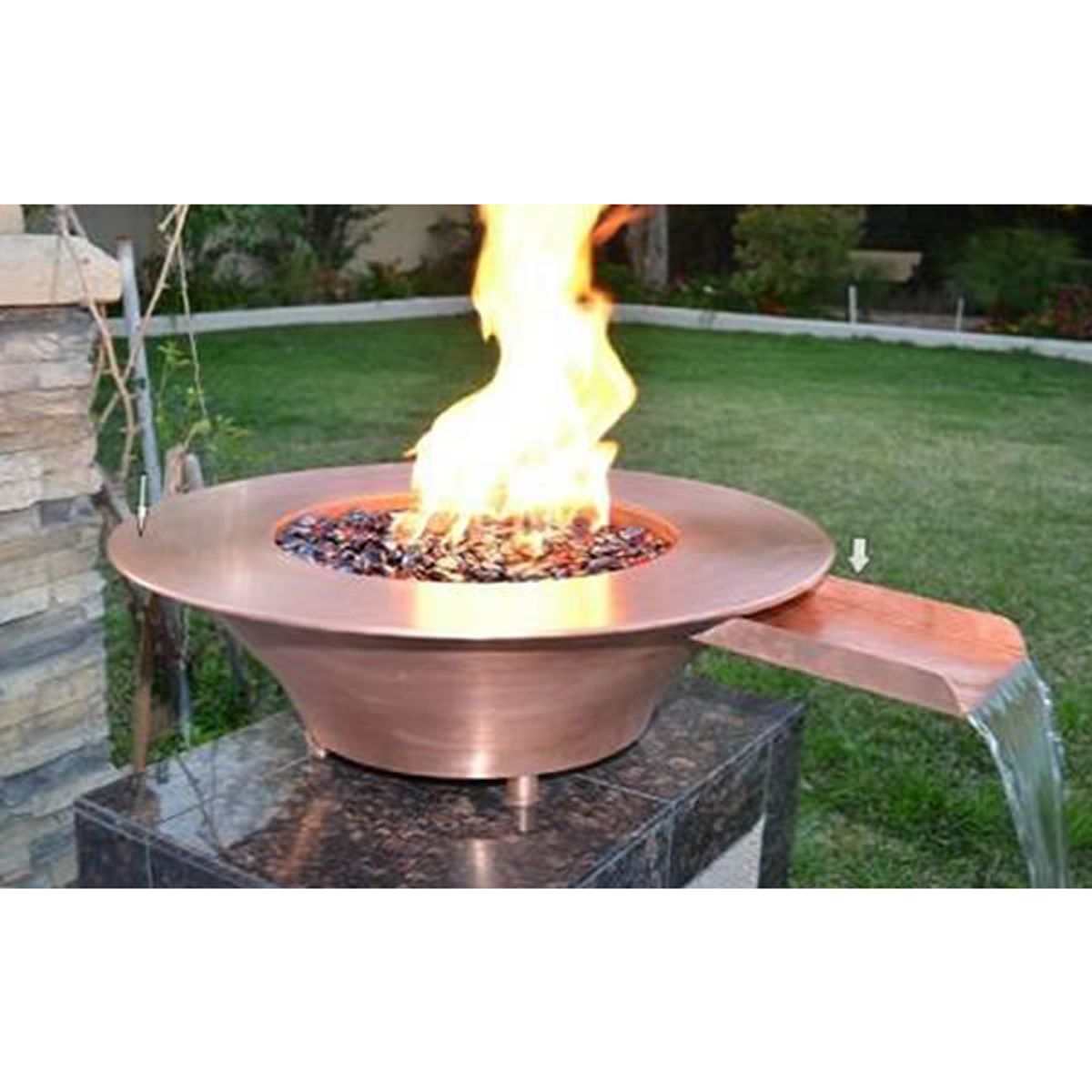 36" x 12" Copper Fire & Water Bowl w/Electronic Ignition- LP - ExceptionalFire