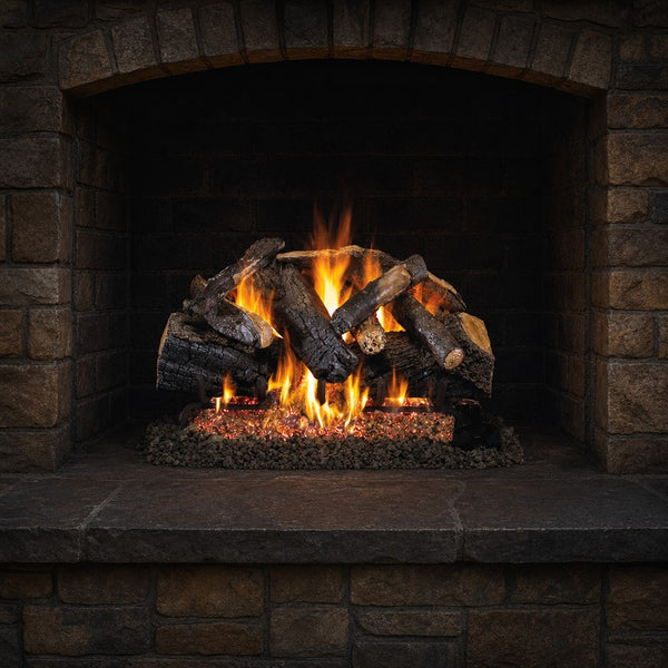 36" Charred Majestic Oak Vented Gas Log Set | Real Fyre