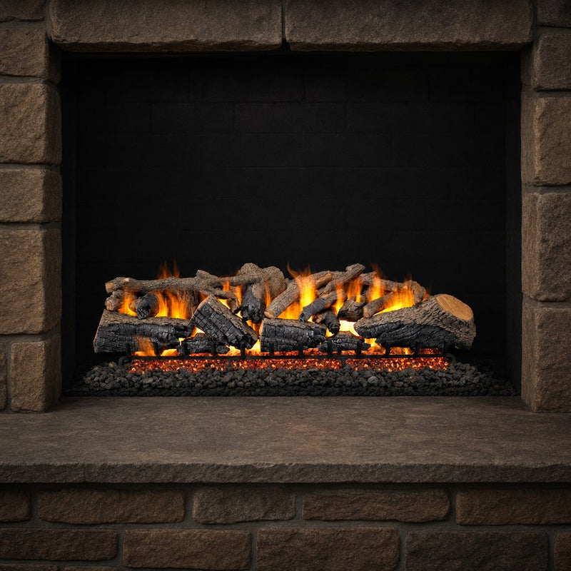 36" Charred Majestic Oak Vented Gas Log Set | Real Fyre
