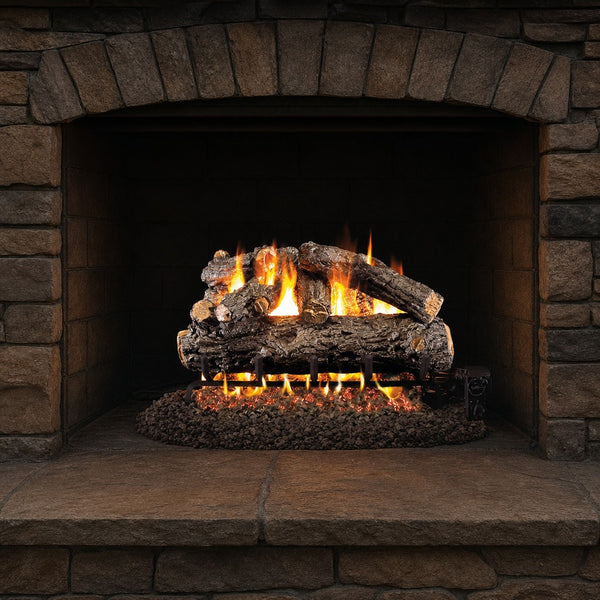 36" Rustic Oak Designer Vented Gas Log Set | Real Fyre