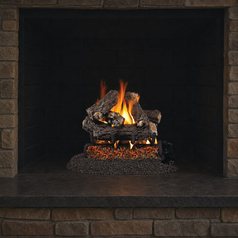 36" Rustic Oak Designer Vented Gas Log Set | Real Fyre