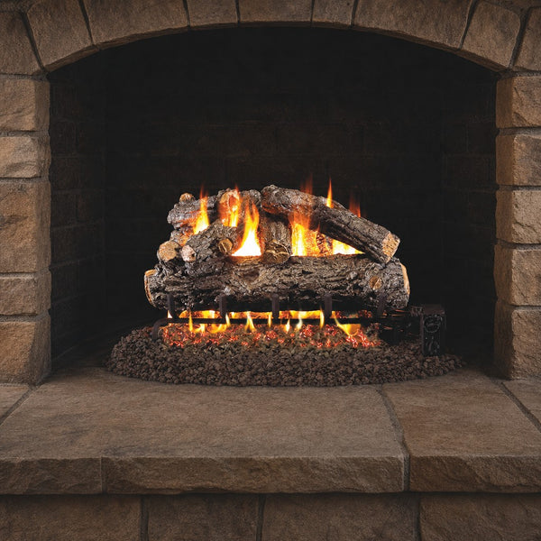 42" Rustic Oak Designer Vented Gas Log Set | Real Fyre