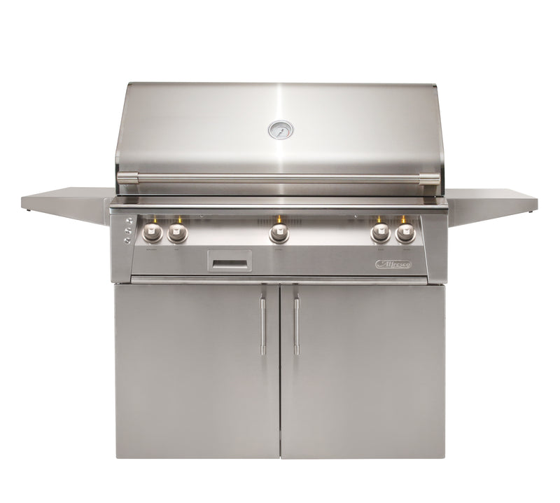 Alfresco ALXE 42-Inch Freestanding Gas Grill — 42 Standard Cart Front View Closed