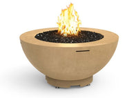 48-inch contemporary American Fyre Designs fire bowl with star-shaped burner and elevated base