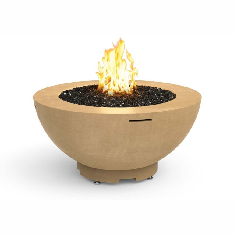48-inch contemporary fire bowl with stainless steel burner for outdoor use