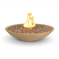 48″ Marseille Fire Bowl handcrafted concrete fire pit with wide opening and stainless steel burner