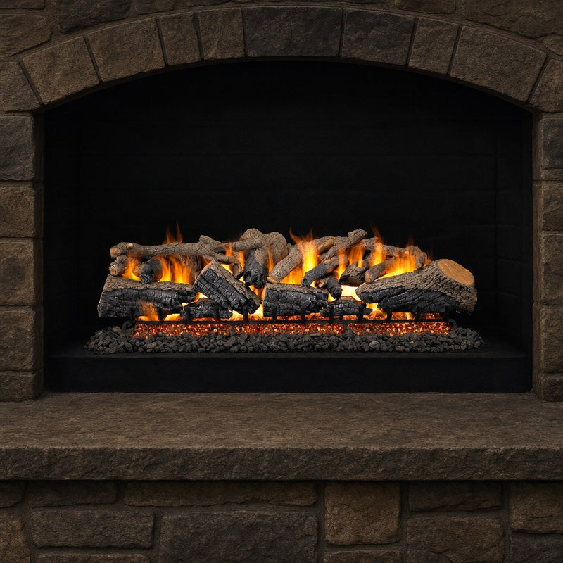 48" Charred Majestic Oak Vented Gas Log Set | Real Fyre
