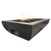 50-inch Bordeaux rectangle fire bowl with contemporary design and warm flames