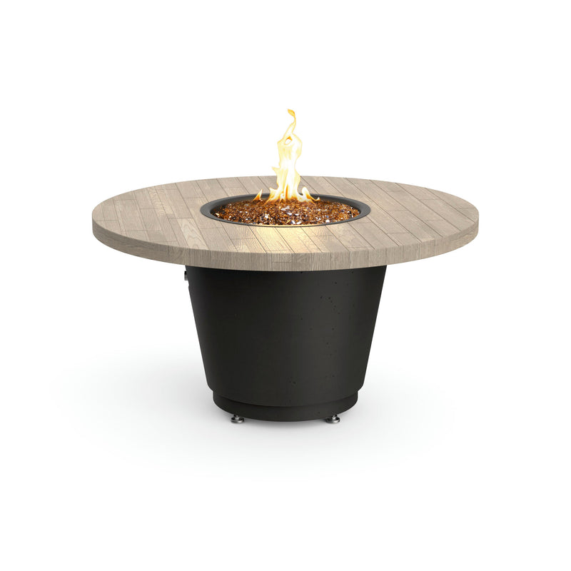 American Fyre Designs Reclaimed Wood Cosmopolitan 48" Round Gas Fire Table - Silver Pine