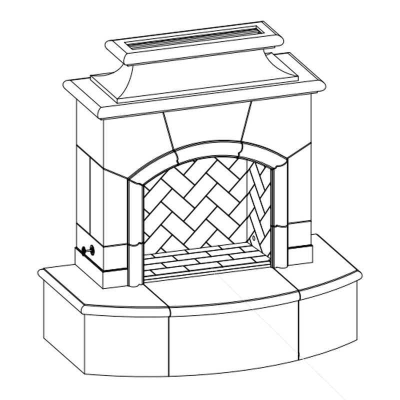 American Fyre Designs Mariposa 65" Vent-Free Outdoor Gas Fireplace - Rectangular Bullnose, Cafe Blanco
