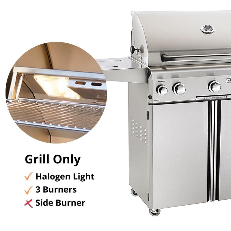 American Outdoor Grill 30" L-Series 3-Burner Portable Propane Gas Grill on Cart with Rotisserie & Side Burner