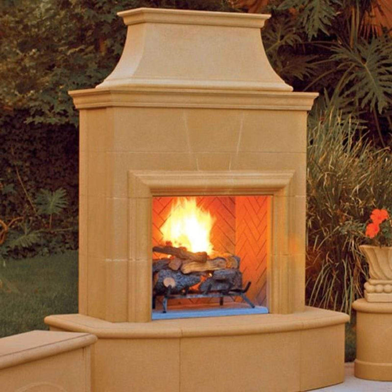American Fyre Designs Petite Cordova 65" Vent-Free Outdoor Gas Fireplace — 16" Radiused Bullnose Hearth, Natural Gas