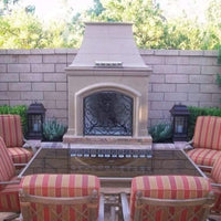 American Fyre Designs 65" Phoenix Vent-Free Outdoor Gas Fireplace - 113" Extended Bullnose, Cafe Blanco