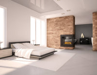Napoleon Ascent Multi-View BHD4P peninsula gas fireplace lifestyle shot in bedroom