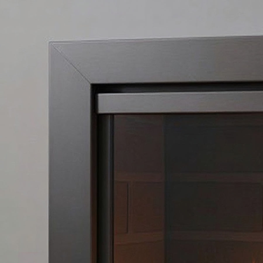 L-SHAPE BROOKFIELD ZC OVERLAP ALL SIDES LONG SIDE: 36 11/16"W/ SHORT SIDE: 17 7/8 W / HEIGHT: 21 1/8"/ FINISH: MATTE BLACK/ HANDLE: MODERN/ GLASS: CLEAR/ BIFOLD/ SIDE: SINGLE GLASS PANEL