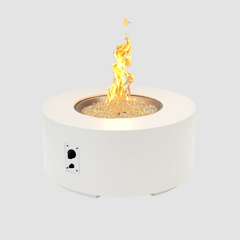 Cove 36-inch Round Gas Fire Pit Table, White — manufacturer photograph