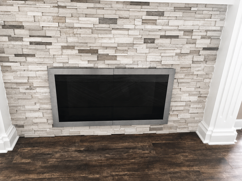 Brooklyn Hidden Main Frame - Single Panel Masonry & Prefab Fireplace Doors | Custom
