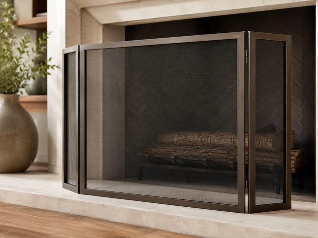 Tri-Fold fireplace screens — Custom Steel Custom Free Standing Folding Screens - Carolina