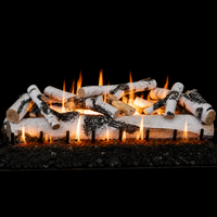 48" Quaking Aspen outdoor gas log set with realistic weathered oak logs and stainless steel burners