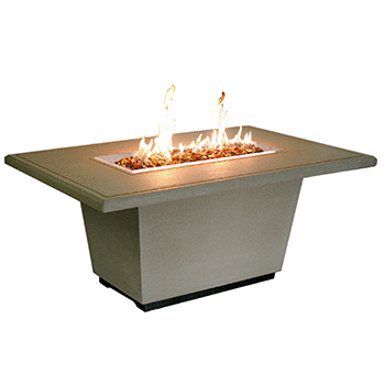 Cosmopolitan Rectangle Firetable modern outdoor fire table with stainless steel burner and GFRC construction