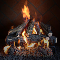 24" Country Oak Deluxe Gas Log Set by Formation Creation with natural-looking ceramic logs for vented fireplaces