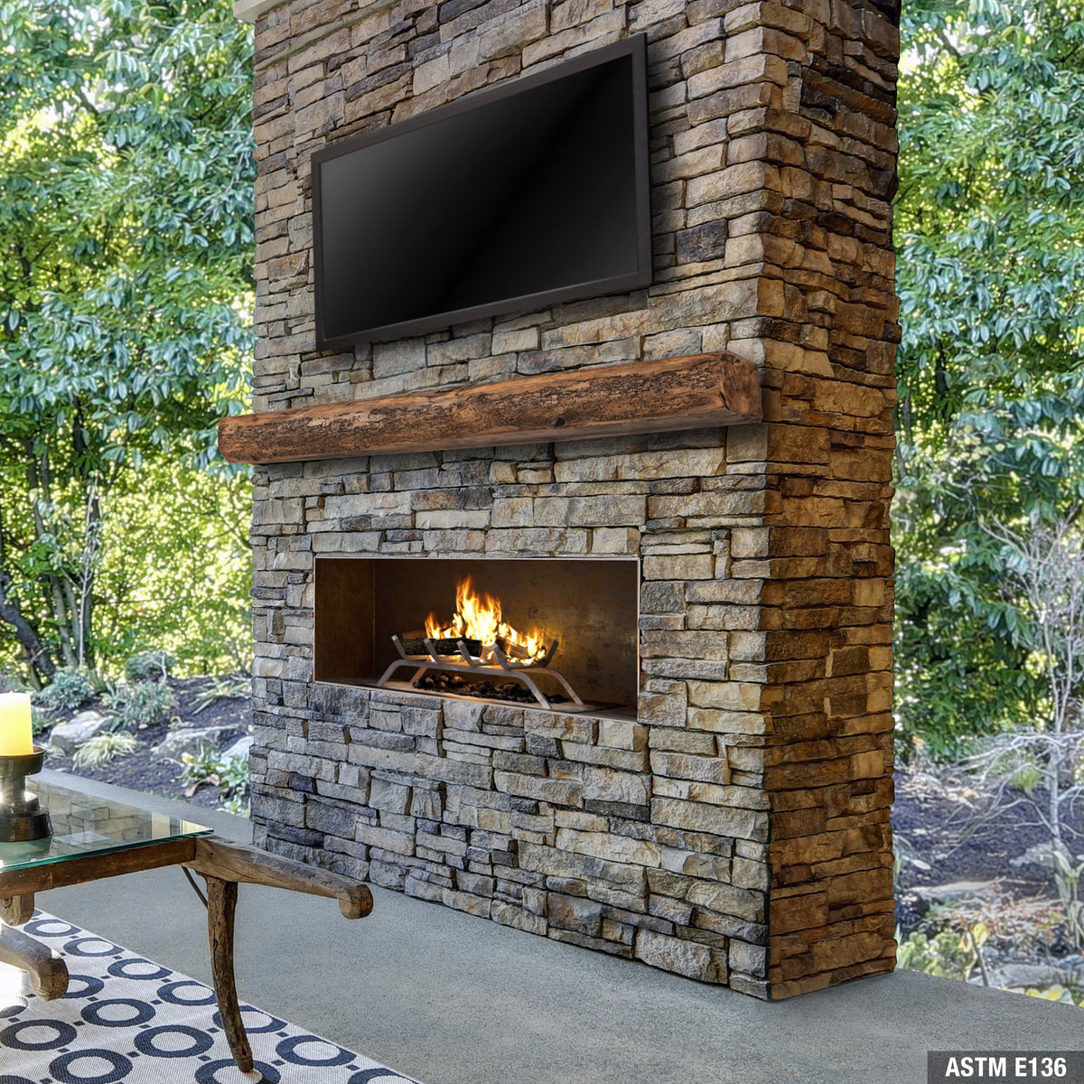 Cumberland Live Edge Non-Combustible Mantel Shelf Fieldstone Finish