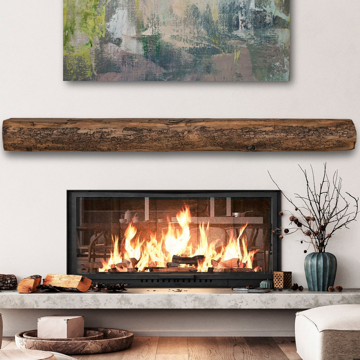 Cumberland Live Edge Non-Combustible Mantel Shelf Fieldstone Finish