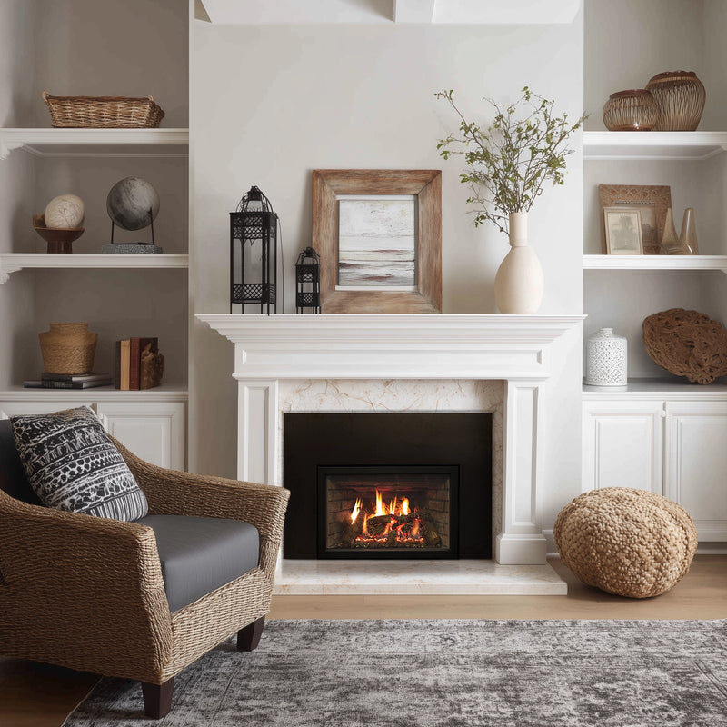 Empire Rushmore TruFlame 35 insert with charred logs, room scene