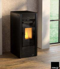 Dielle Grecale 70 — black steel with Magic Black Glass front
