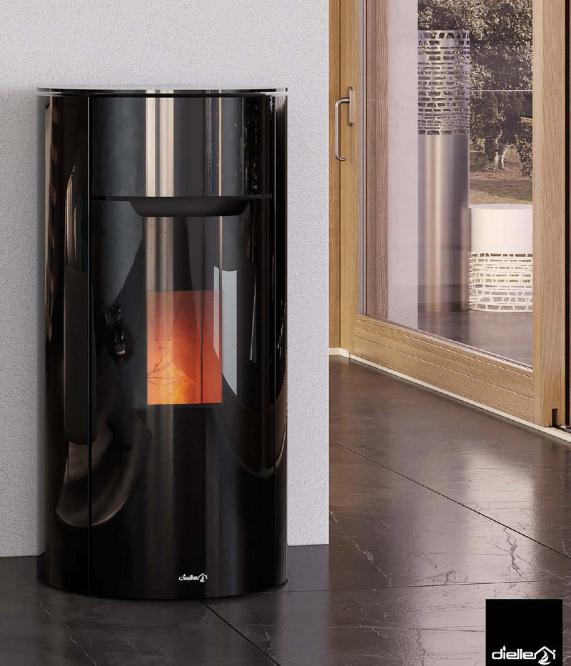Dielle Round 70 Magic Black Glass — installed room setting