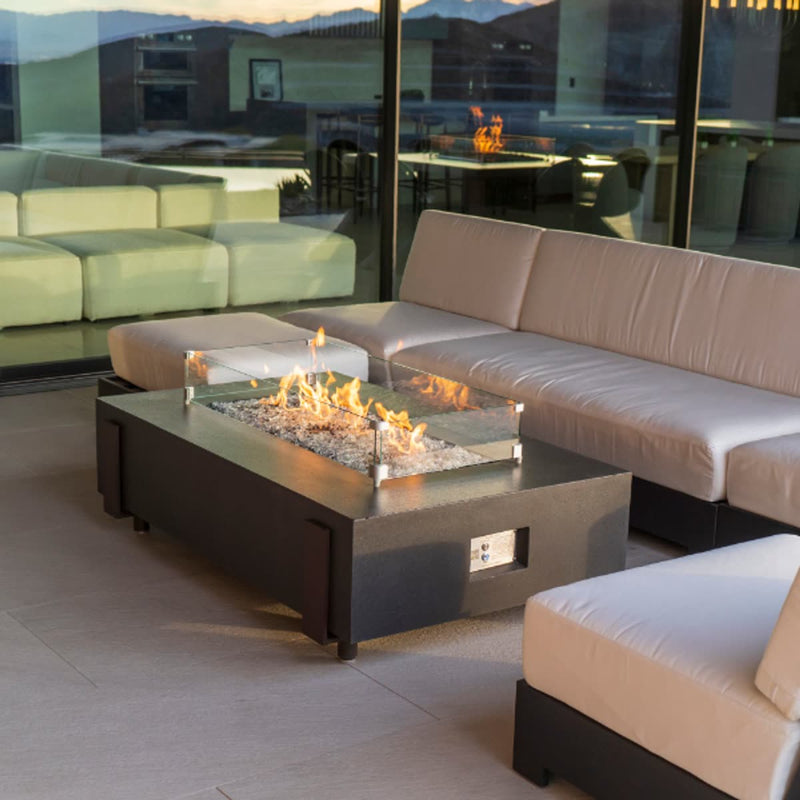 Iron Saddle 60" Rectangle Concrete Fire Pit Table | AFD — view 3